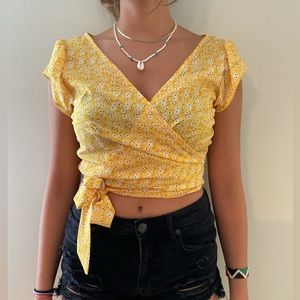Cute yellow summer wrap top